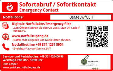 NotHilfePass Rückseite